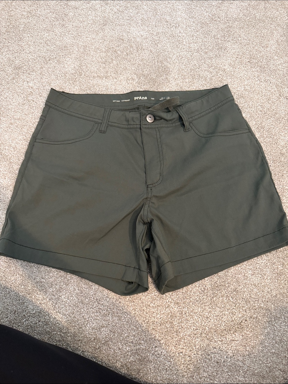 Prana Women's Forest Green High-Waist Stretch Shorts